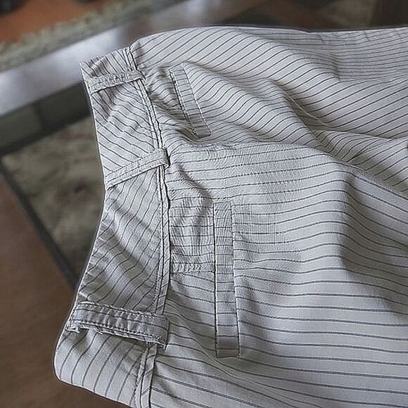 Vtg Tabi cropped mid-rise cream pinstripe summer ankle slacks - Picture 6 of 15